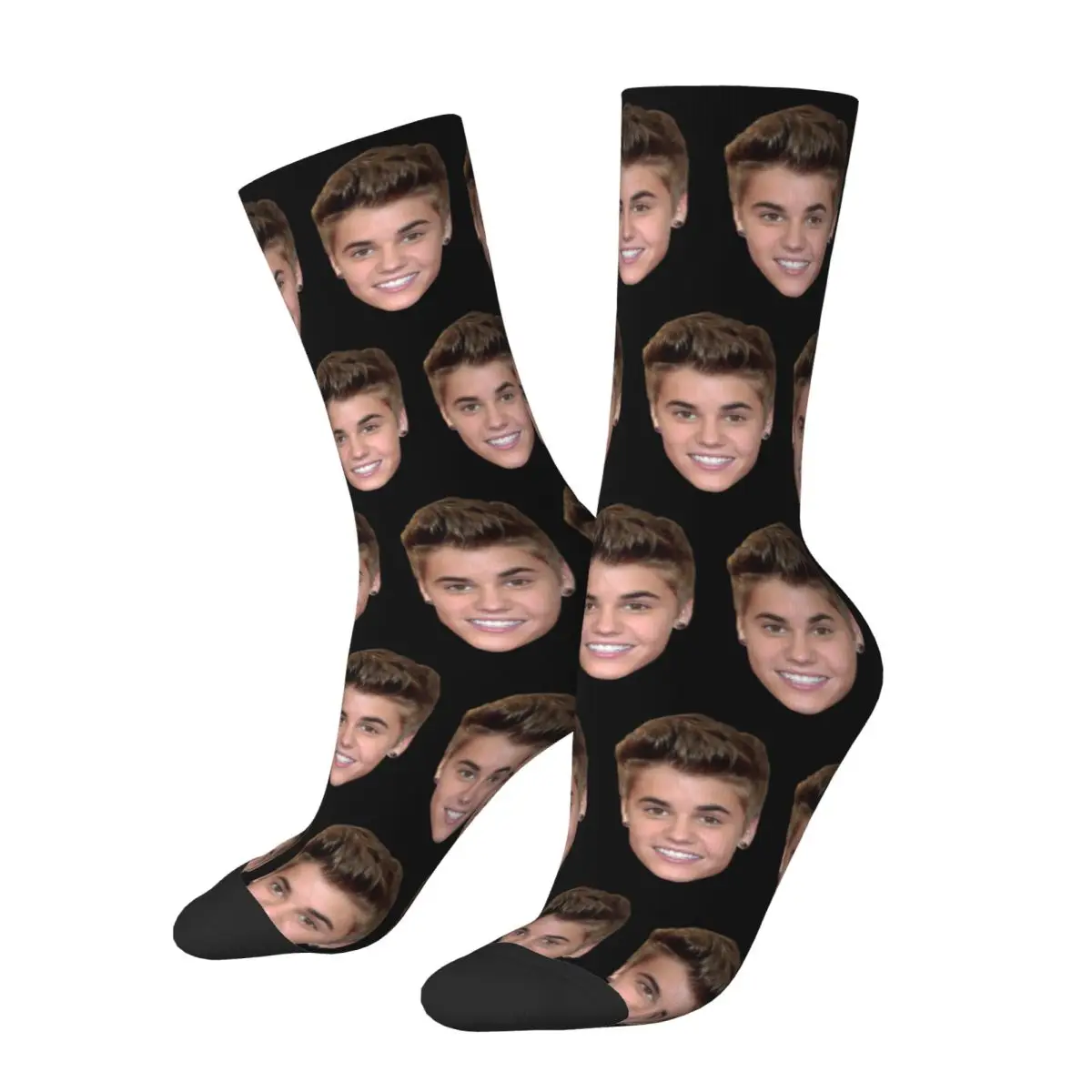 

Men Women Justin Bieber Baby Head Socks Cotton Funny Happy Socks Novelty Product Middle TubeSocks Amazing Gift