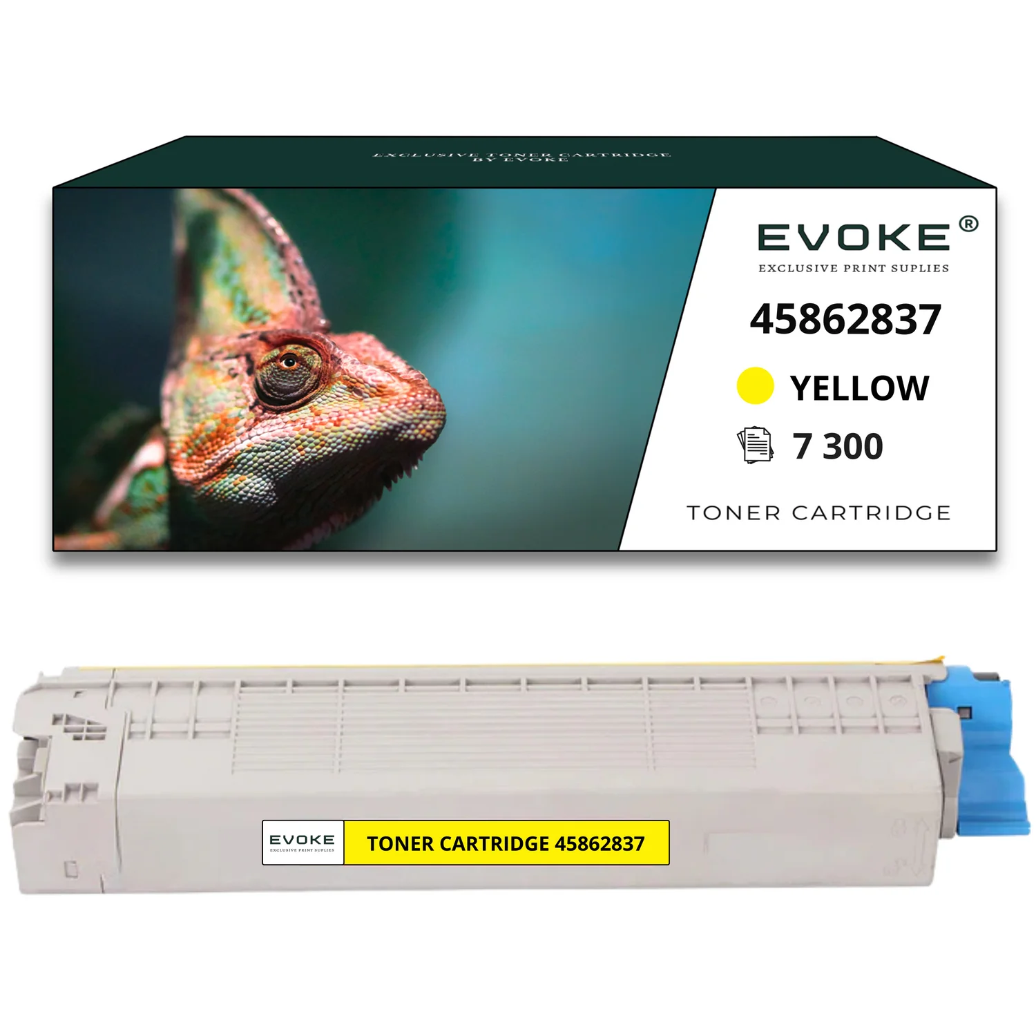Evoke Compatibele Toner voor Oki Mc853 45862837 Geel 7300 Pagina's Mc853 Mc853Dn Mc873 Mc873Dn Mc883 Mc883Dn
