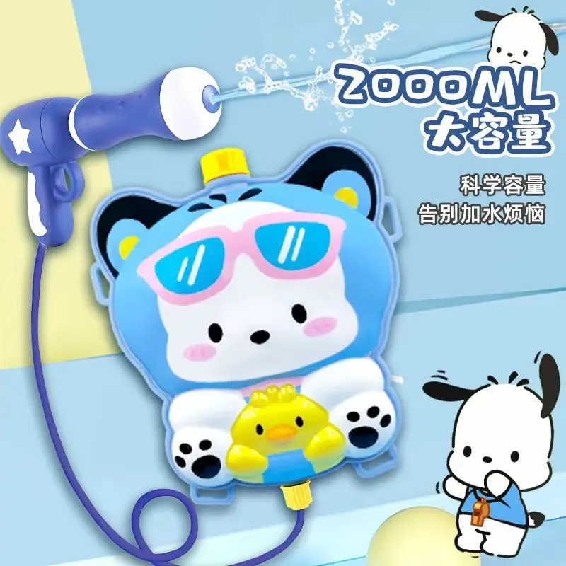 Sanrio Squirt Toys Pochacco Action Figure Backpack Water Gun Hello Kitty Kuromi Melody Anime Figures Water Fight Games Toys Gift