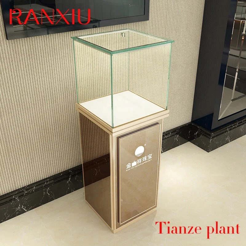 

Customfull velvet show lock rotating sets wall and floor multi-layer top locking jewelry counter display cabinet