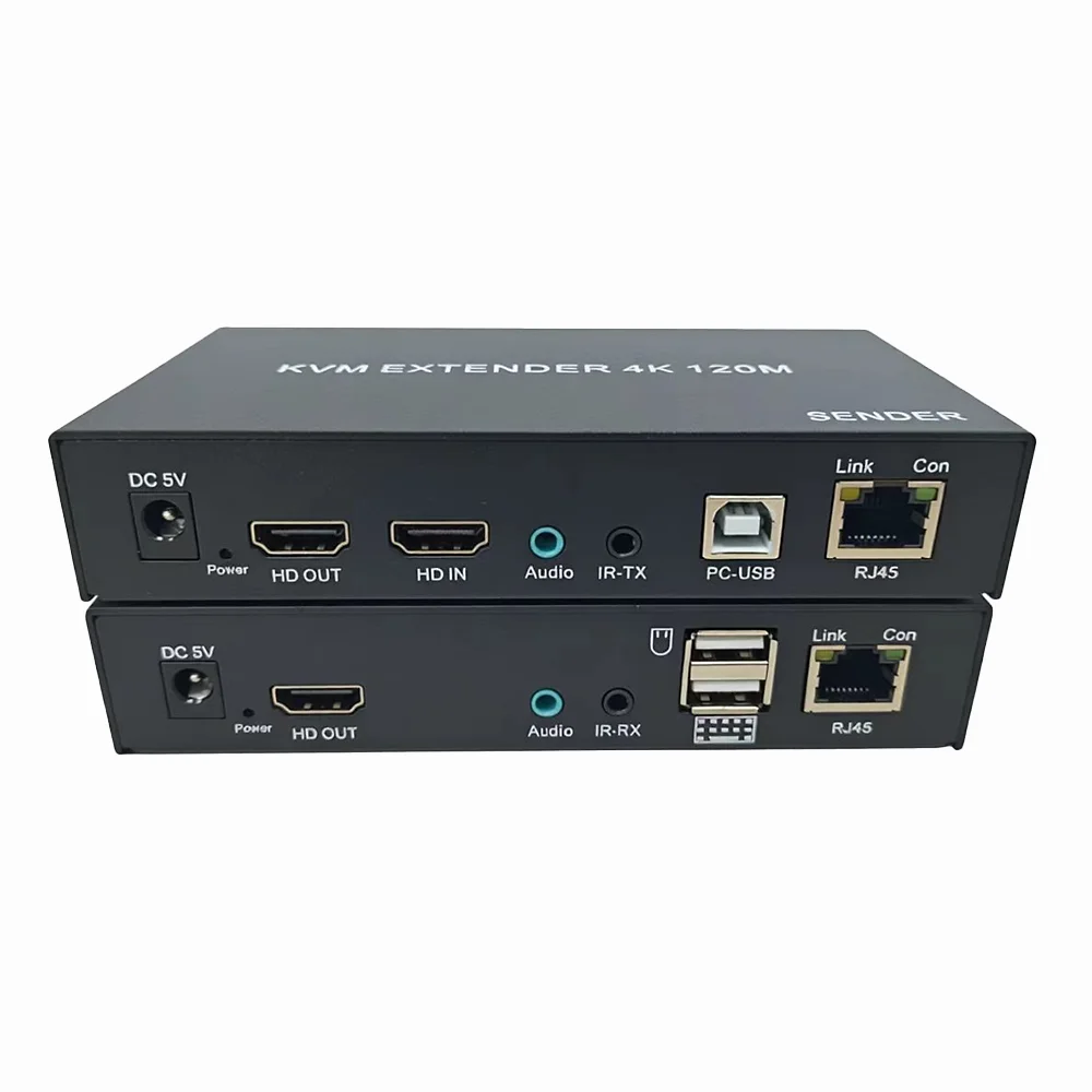 120M 4K HDMI KVM Extender Over Cat5e Cat6 RJ45 Ethernet Cable Support USB Keyboard Mouse for PC NVR