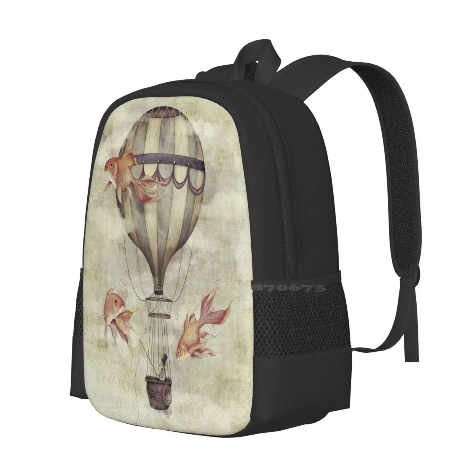 Skyfisher-mochila para hombre, mujer, niña, adolescente, pescador, Goldfish, Vintage, Retro, globo aerostático