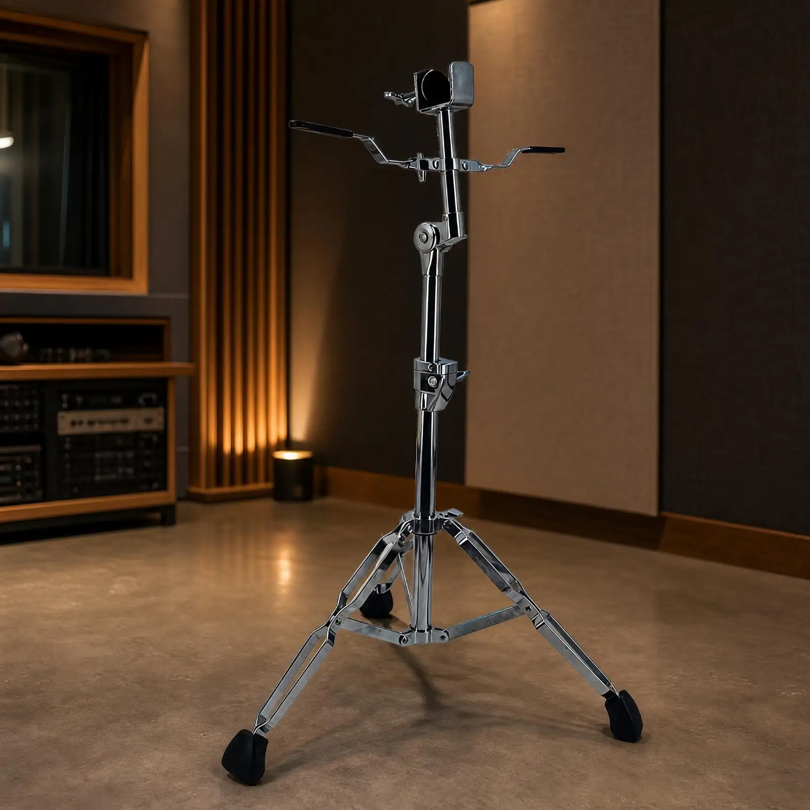 Heavy Duty Percussion Bongo Stand with Adjustable Angle Holder and Secure Tripod Legs