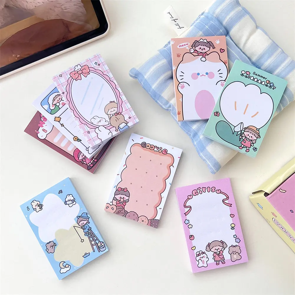 80 Pcs Cute Dudu Girl Convenience Note Girl Notebook Creative Office Tearable Self Adhesive Handbook Notepaper