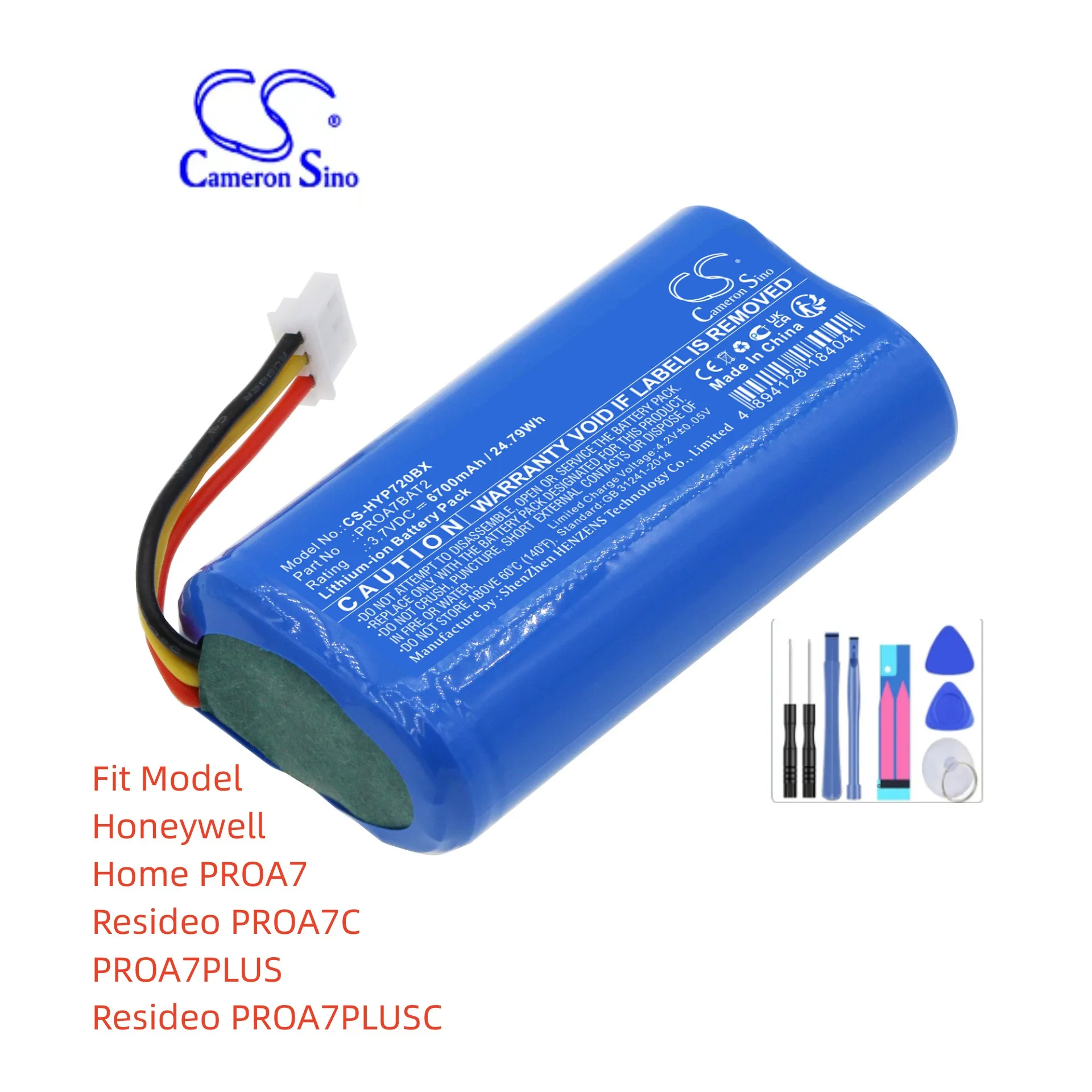 Alarm System Battery For Honeywell PROA7BAT2 Home PROA7  Resideo PROA7C PROA7PLUS Resideo PROA7PLUSC 6700mAh / 24.79Wh  3.70V