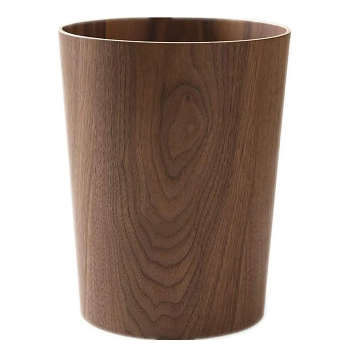 Wooden trash can, circular stackable wastepaper basket, suitable for bathroom, dressing room, kitchen and dark wood.