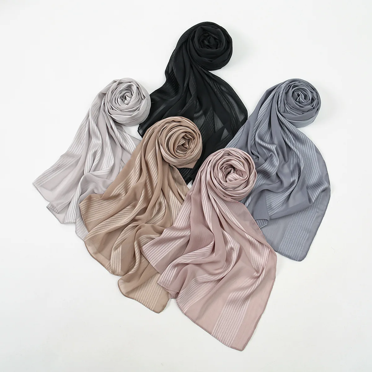 فقاعة اللؤلؤ الشيفون والأوشحة للنساء مسلم الحجاب الشالات الإسلامية دبي وشاح طويل شال التفاف عمامة عصابات عقال Bufanda #4