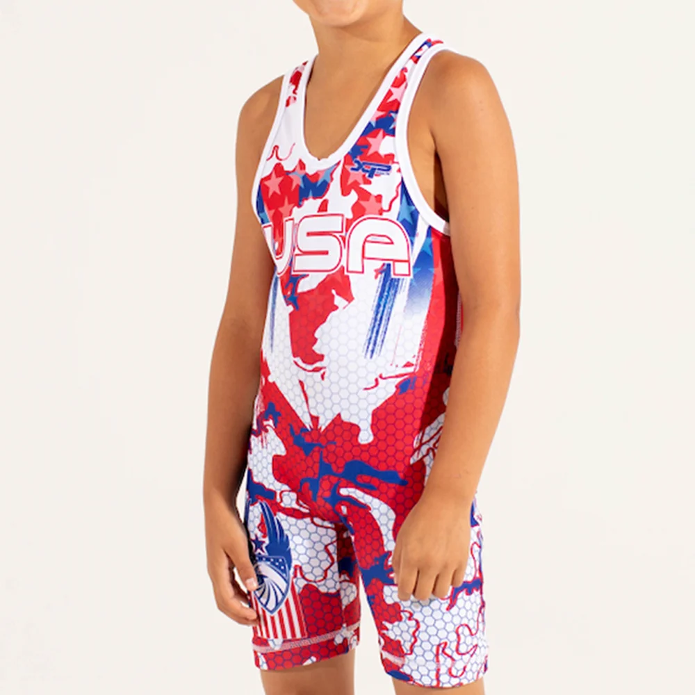 Summer children\'s wrestling weight lifting one-piece suit sleeveless swimming running one-piece set team boxing suit track suit