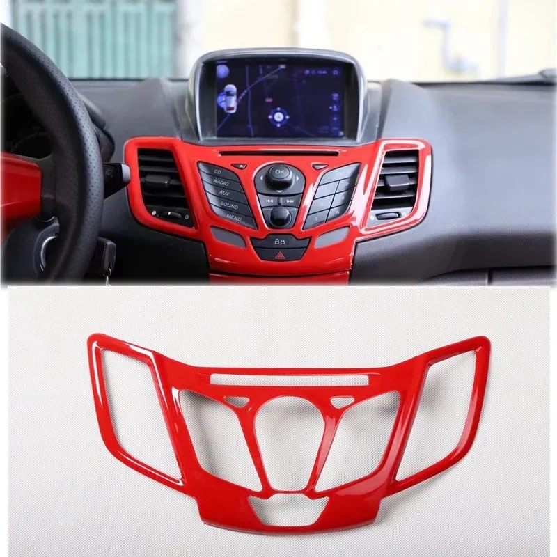 Voor Ford Fiesta 2009 2010 2011 2012 2013 ABS Rode Kleur Interieur Accessoires Gear Windows Bedieningspaneel Center AC Panel cover