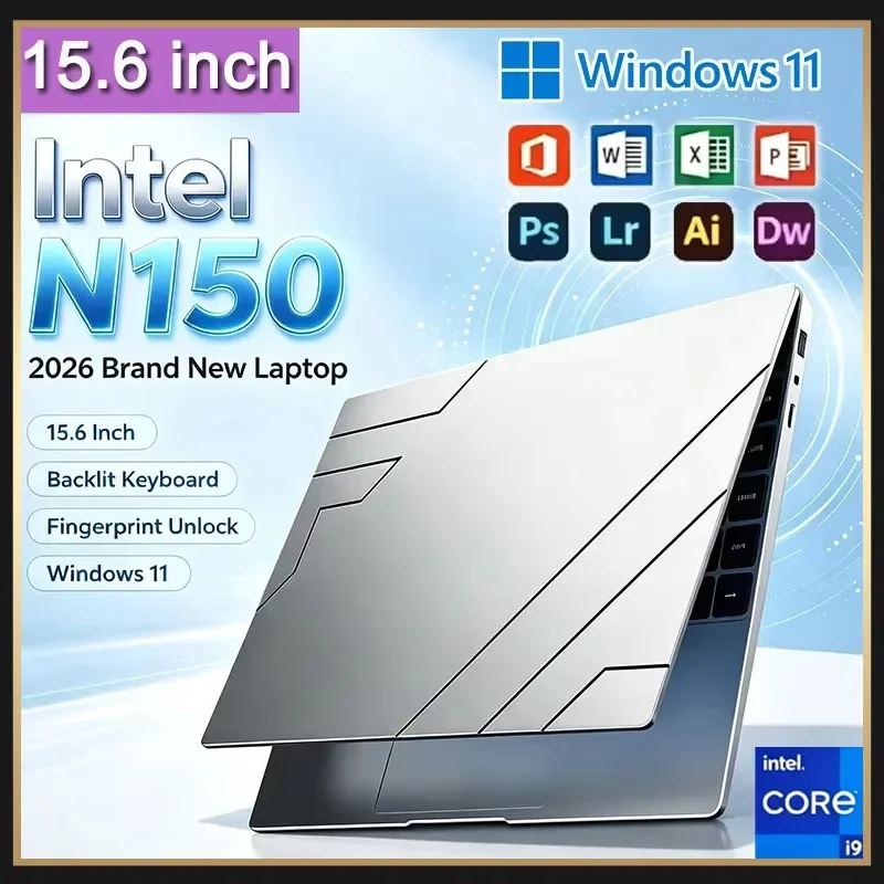 2026 Optimal 15.6 Inch High Performance Laptop Intel Core N150 32GB RAM 2TB SSD Portable Notebook PC for Office Low Power