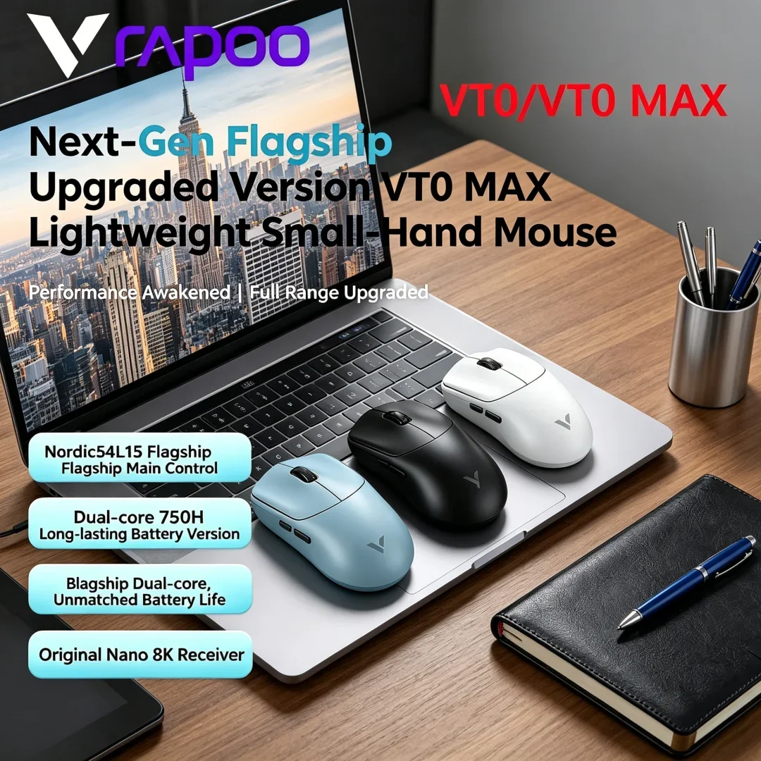 Majestic RAPOO VT0 MAX Wireless Gaming Mouse Equipped with PAW3950 PAW3398 Nordic54L15 Chip, Dual 8KHz 45000DPI