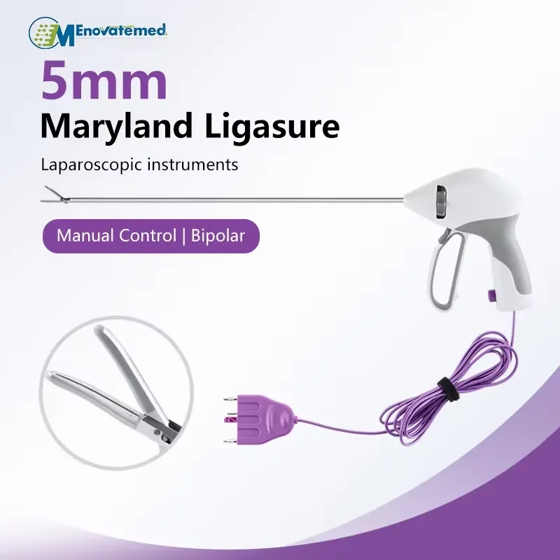 5mm Maryland Ligasure Bipolar Vessel Sealing Forceps Manual Control Curved Tip for Minimally Invasive Surgery