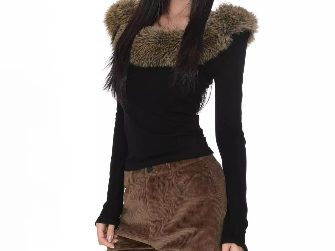 

One-word Shoulder Top Autumn and Winter High-end Sense Slim and Thin New Bottoming Shirt Commuting Long Sleeves Inside