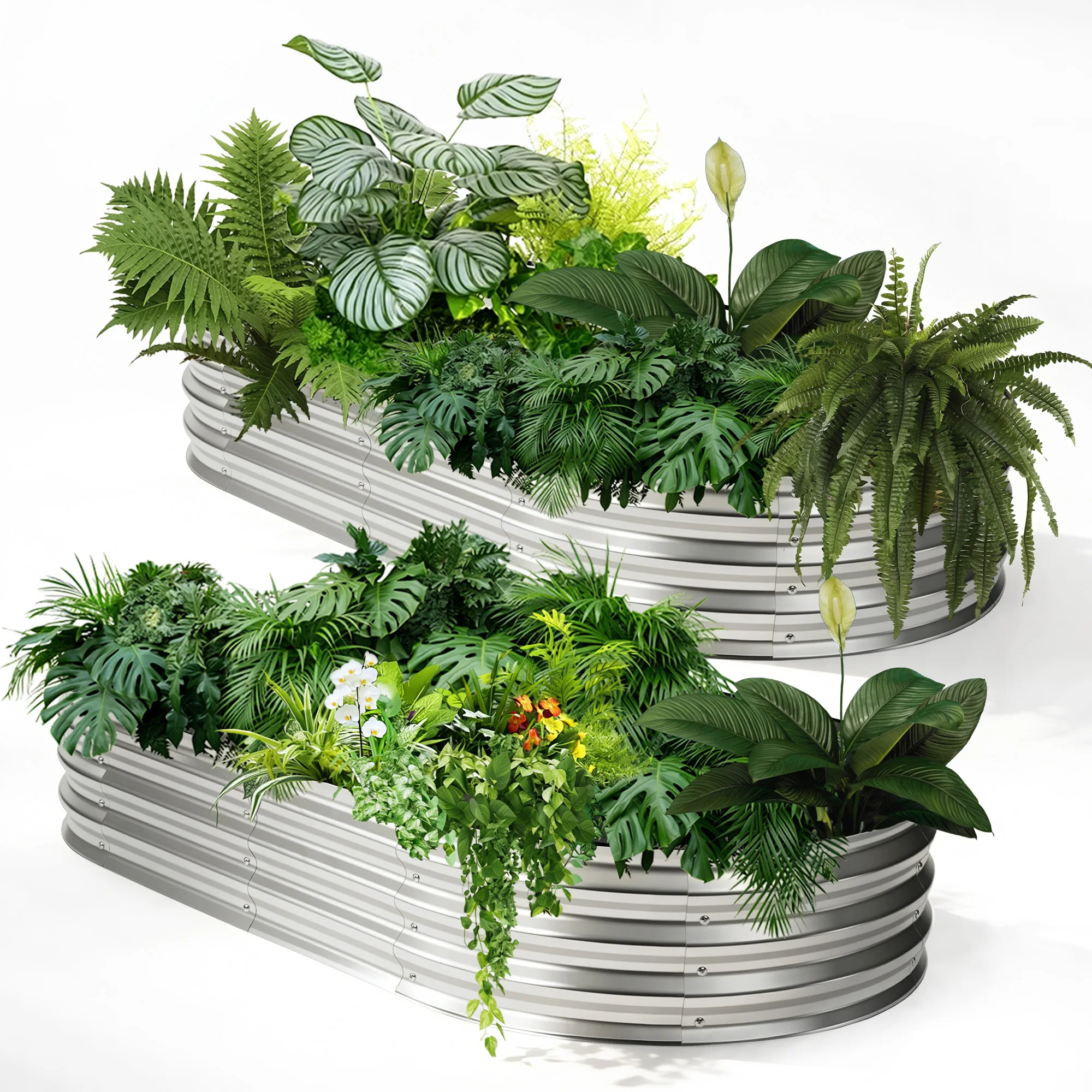 

Металлическая приподнятая грядка JHK 6x3x1 фут (1.8x0.9x0.3 м) для сада и огорода с открытым дном для овощей и цветов, для заднего двора и патио