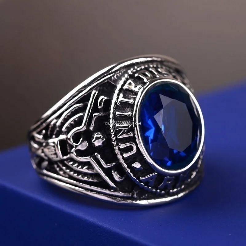 New Fashion Trend Personality Men's Ring Domineering Red Green Blue Black Zircon Inlaid Creative Jewelry Accessories 성인남성링