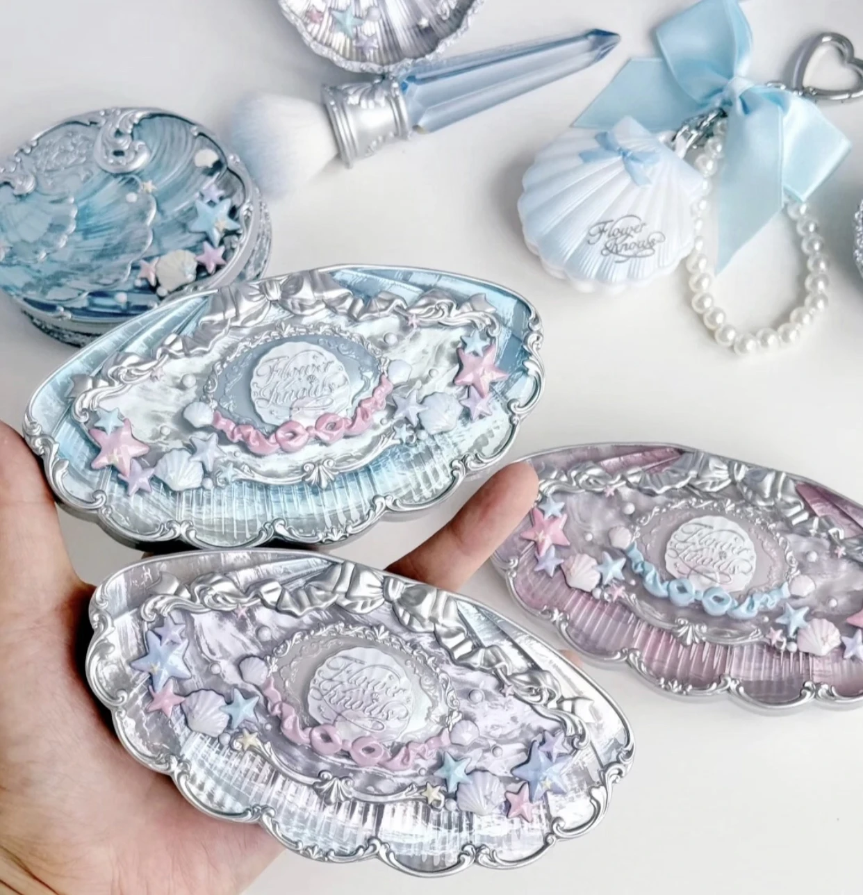 フラワーノウシェルパールシリーズ 6色アイシャドウパレット グリッターシマーパールマット ロングラスティングアイシャドウ