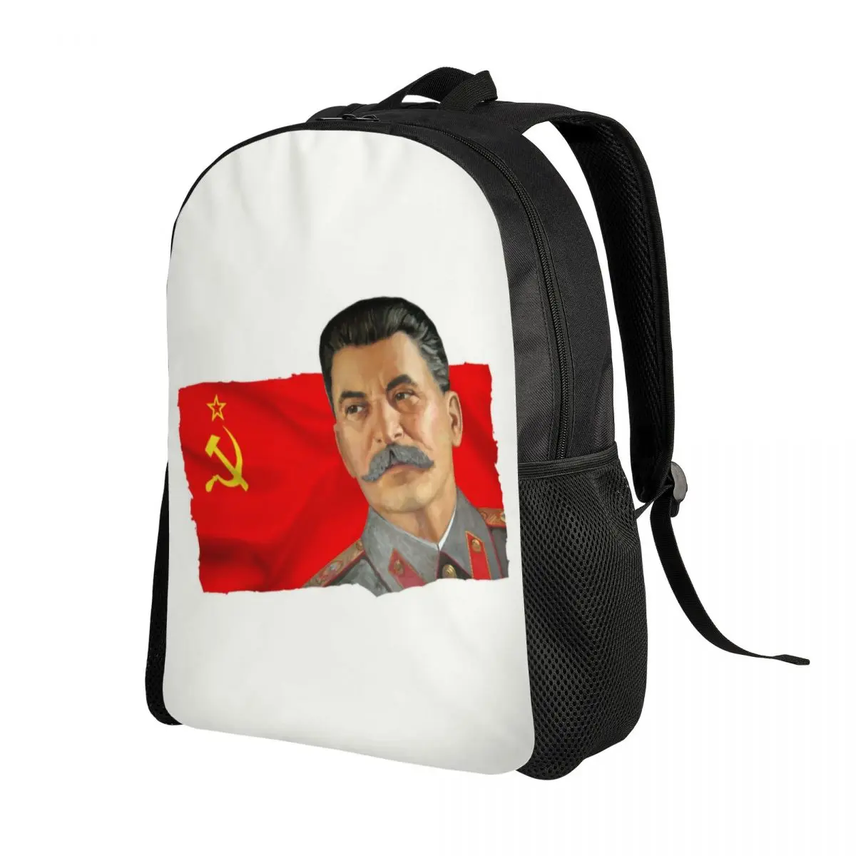 Custom Stalin And USSR Flag Backpack for Women Men College School Students Bookbag Fits 15 Inch Laptop Russia Soviet Union Bags