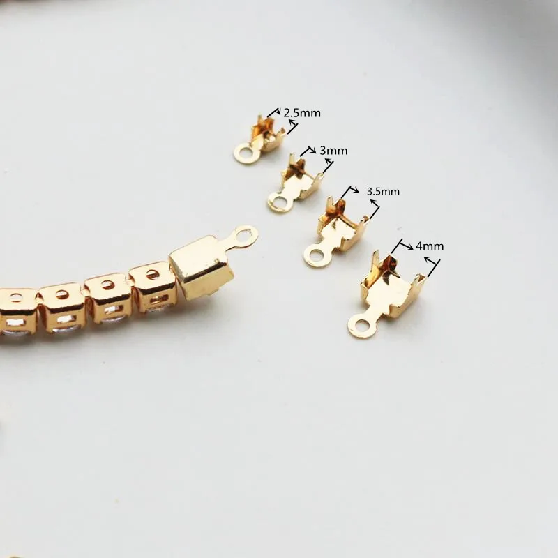 50Pcs Stainless Steel Gold Crimp Trim End Beads Connectors Clasp Tips Fastener DIY Necklace Rhinestone Chain Jewelry Making