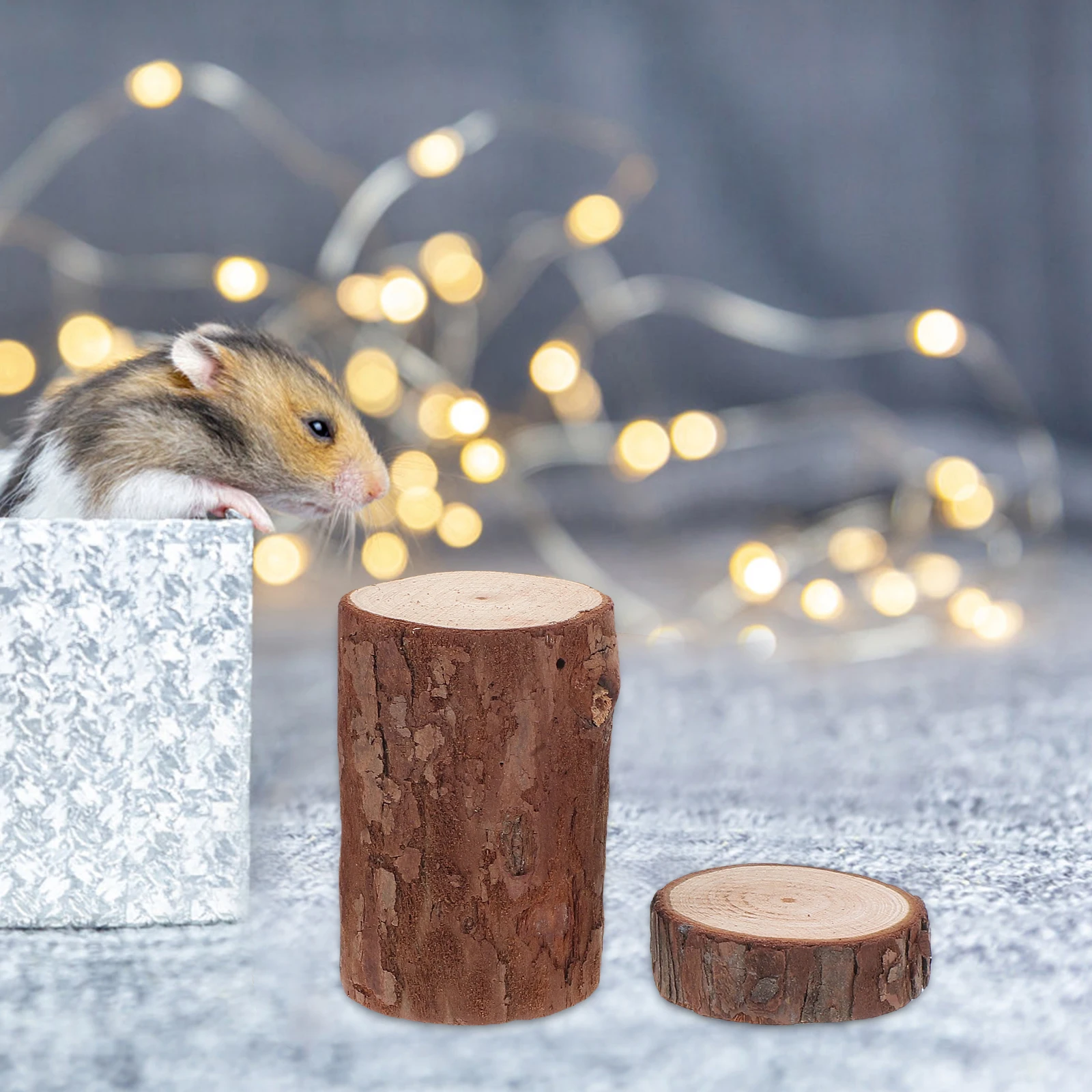 

4 Pcs Hamster Cage Logs Habitat Furniture to Climb Mini Tree Stump Decor Ornaments Accessories Wood Holiday Decoration Home
