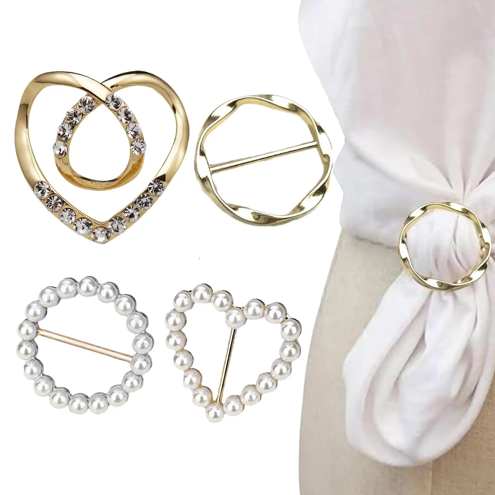 Buckle Clothes For Women 4pcs Set T-Shirt Tie Clips For Women Fashion Clothing Ring Wrap Holder Women Fashion Metal Buckle