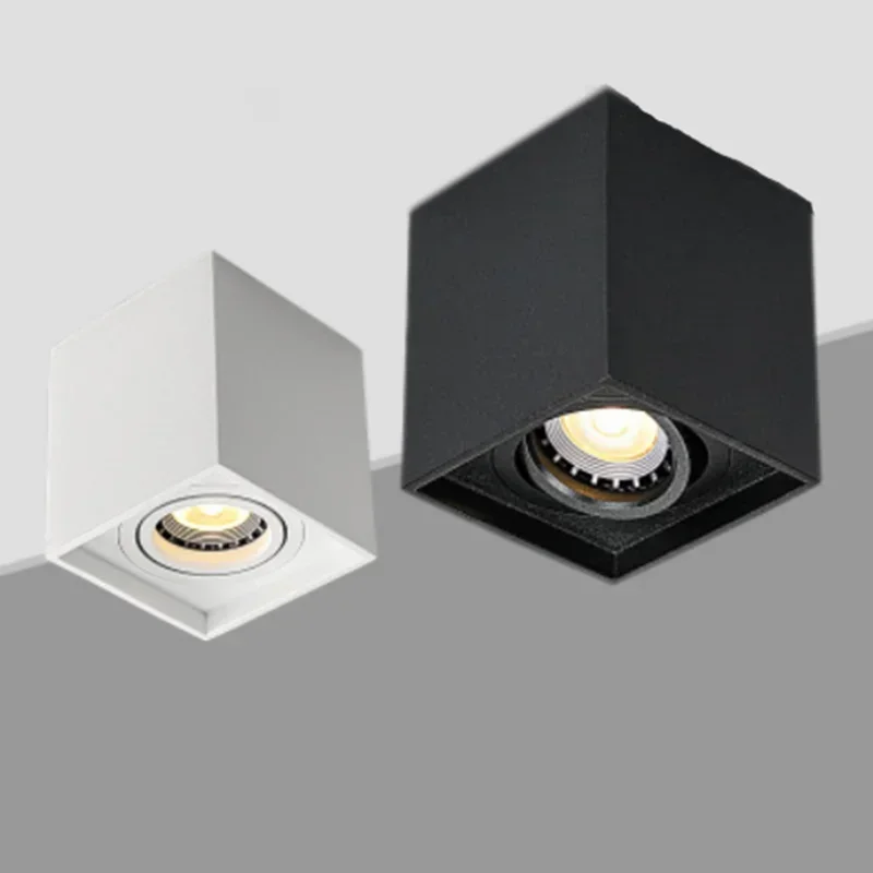 Black/White Square Surface Mounted LED Downlight with Replaceable GU10  Bulb 7W 10W  Ceiling Spot Light AC110V-240V Indoor
