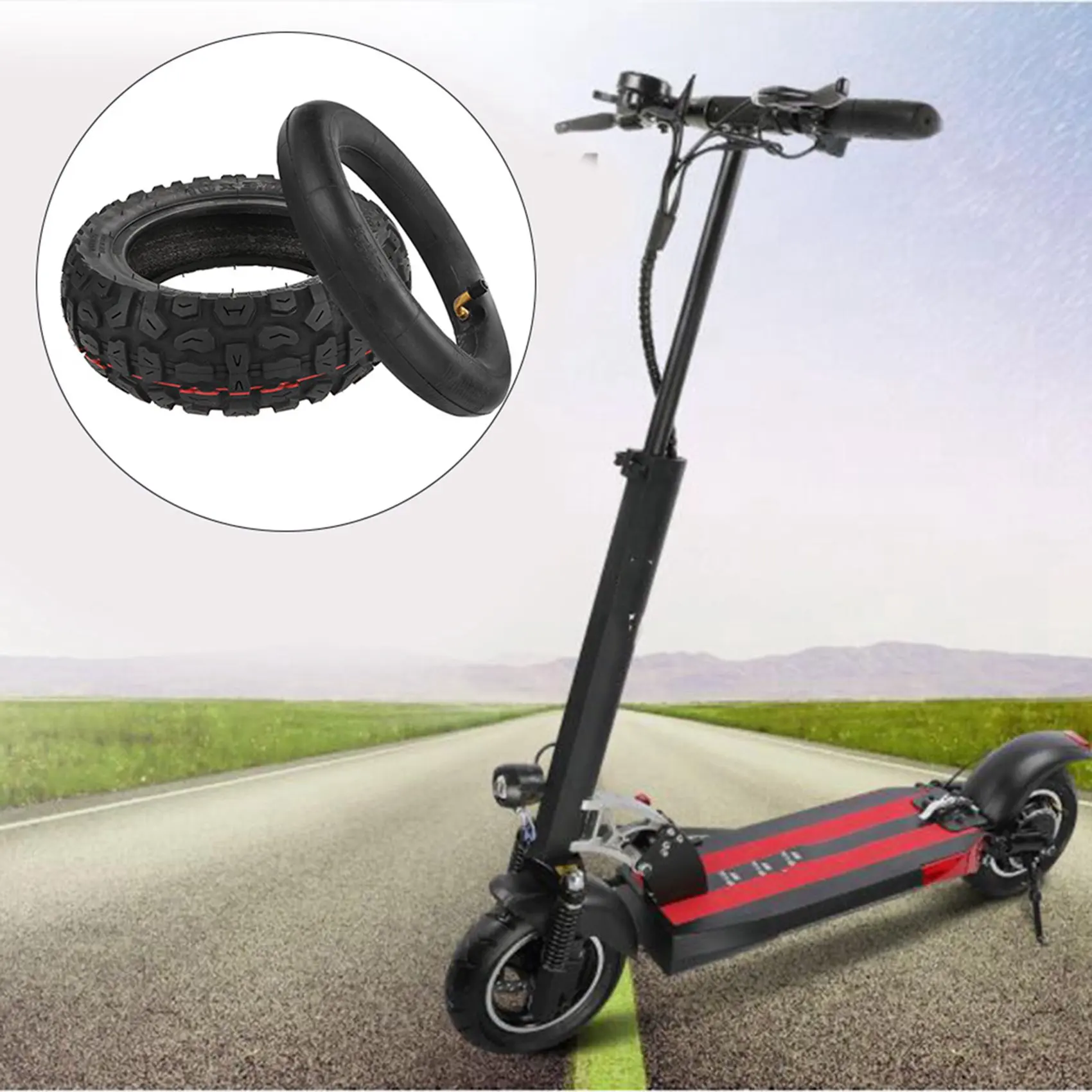 Dropship-2X 10X3.0 Tubeless Tire For Electric Scooter Kugoo M4 Pro 10 Inch Anti-Skid Cross-Country Vacuum Tire,Inner Tire