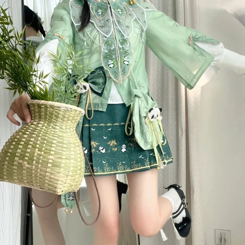 New Chinese-style Panda Rain After Dawn Best-selling Cute Horse Face Dress Embroidered Cloud Shoulder New Original Chinese Hanfu