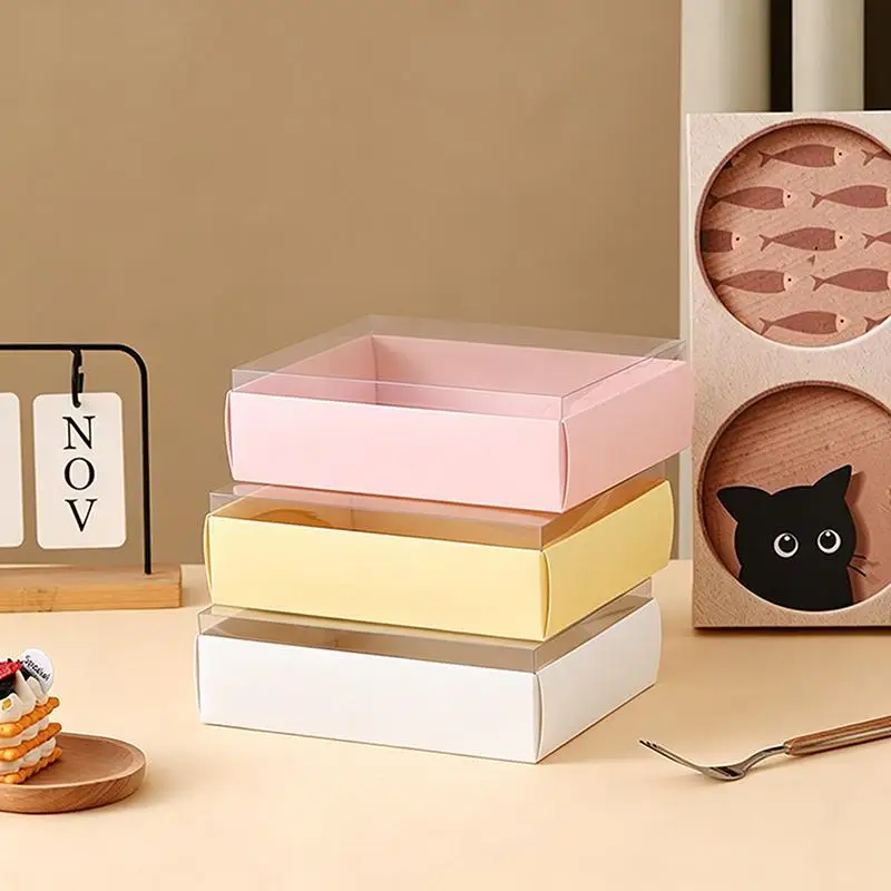 5Pcs Pull-Out Gift Boxes Drawer Paper Boxes With Clear For Cake Window Gift Jewelry Packaging Business Wedding Birthday Party