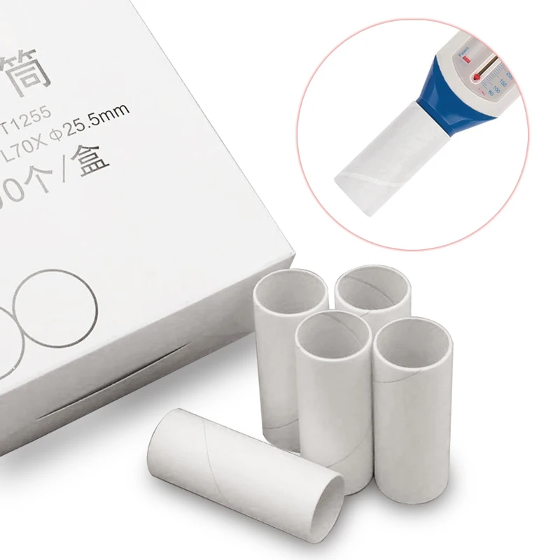 100 Uds. Piezas de tubo de boca de papel desechables, accesorio de soplador de capacidad Vital para medidor de flujo de pico de pulmón, Detector pulmonar, espirómetro