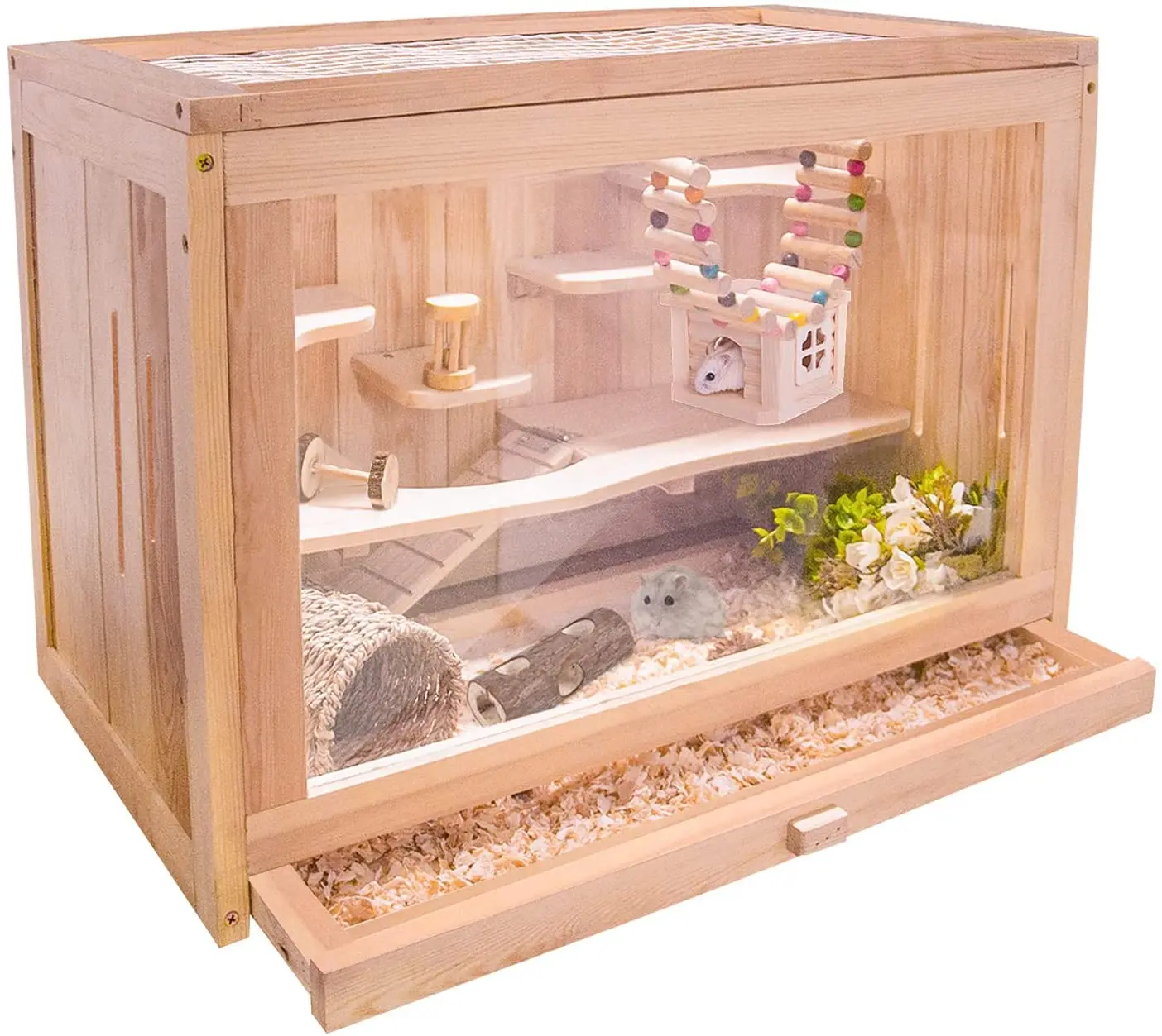 Wooden hamster cage for small animals Hamster house