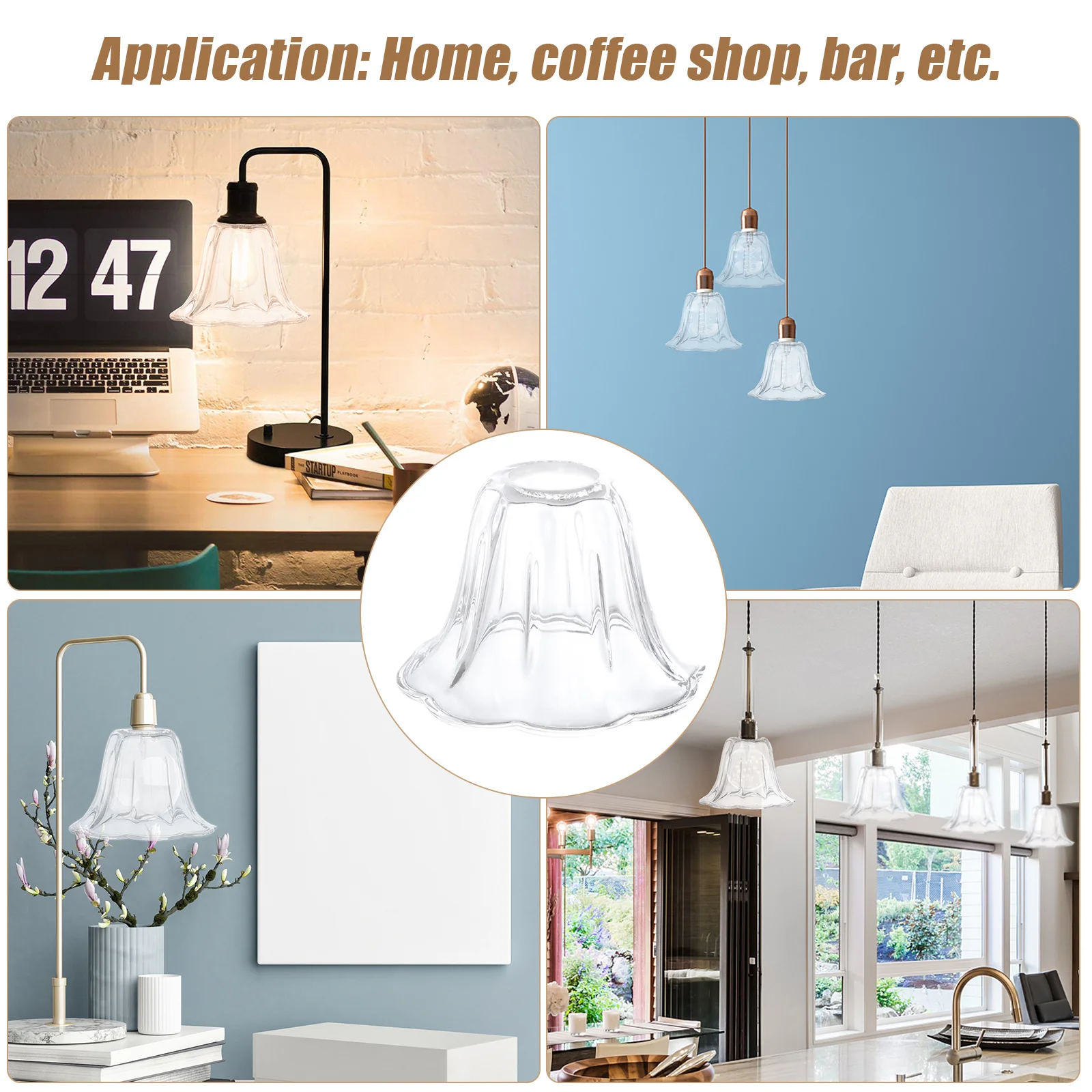 

2Pcs E27 Glass Lamp Shades Transparent Lampshade Protective Cover Table Floor Lamp Light Decoration Home Lighting