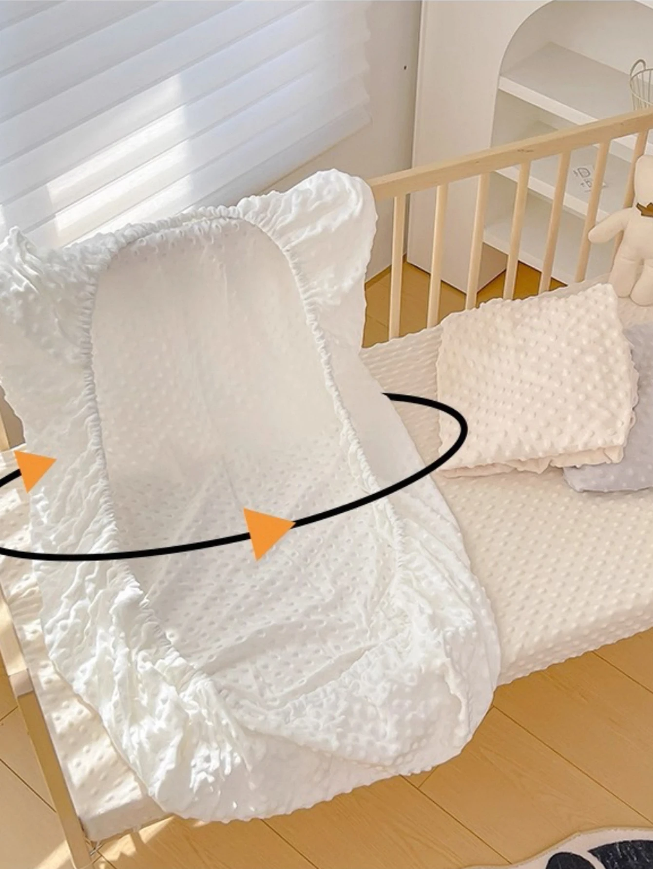 Solid Color Bean Velvet Crib Sheet, Soft Bubble Soothing Velvet Baby Mattress Cover, Breathable Baby Bedding, Newborn Baby Bedroom Decoration