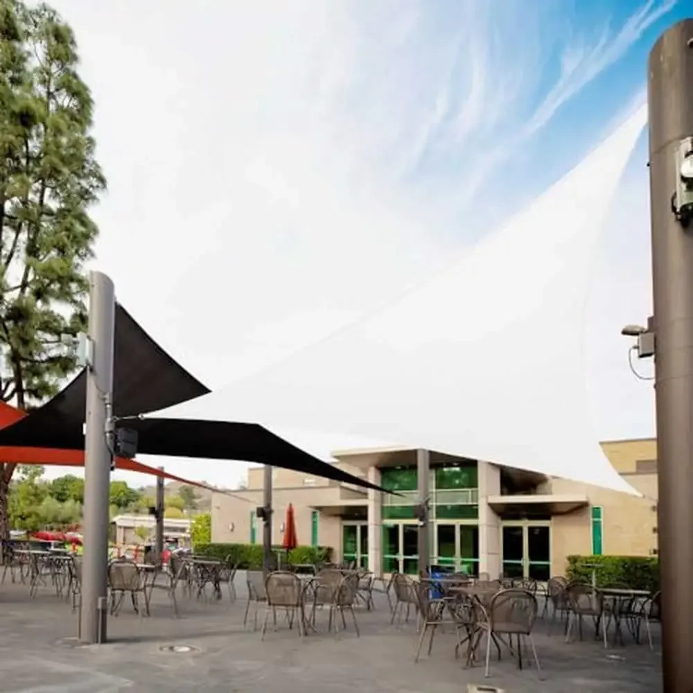 

22' Triangle White Sun Shade Sail 95% UV Blockage 200GSM Durable Stainless Steel D Rings Water Air Permeable Commercial Standard