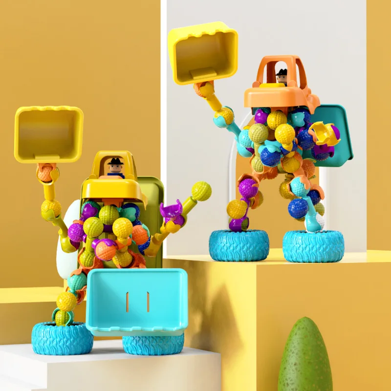 ของเล่นเด็กที่มีมือเปลี่ยนได้อเนกประสงค์โครงกระดูกร่วมบล็อกมัลติฟังก์ชั่ DIY สร้างสรรค์ประกอบปริศนาของขวัญ