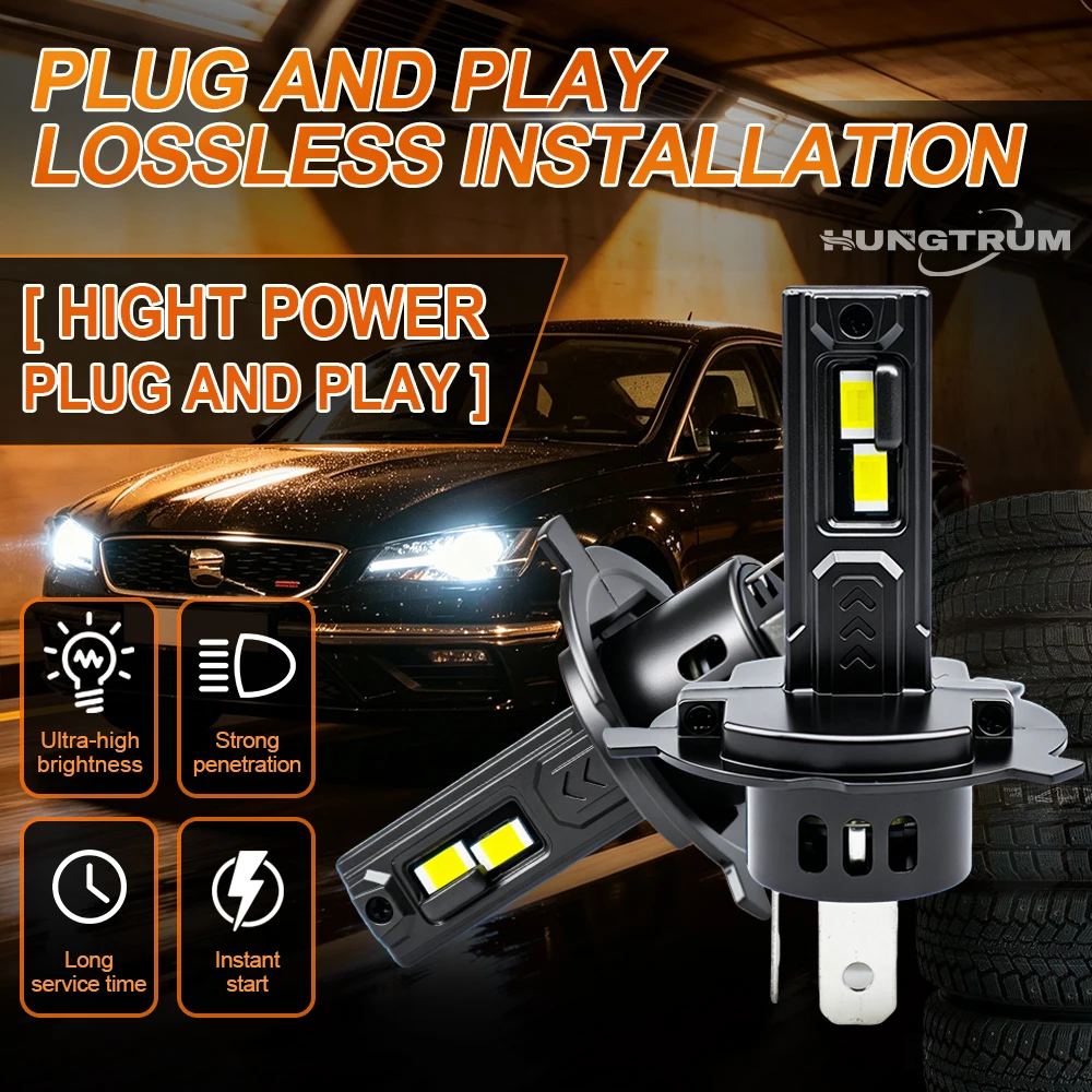 H4 H7 LED Headlight Bulbs 800000LM Super Bright Plug and Play LED Lights for Car 6000K White Headlamp Fog Lamp Upgrade CANBUS