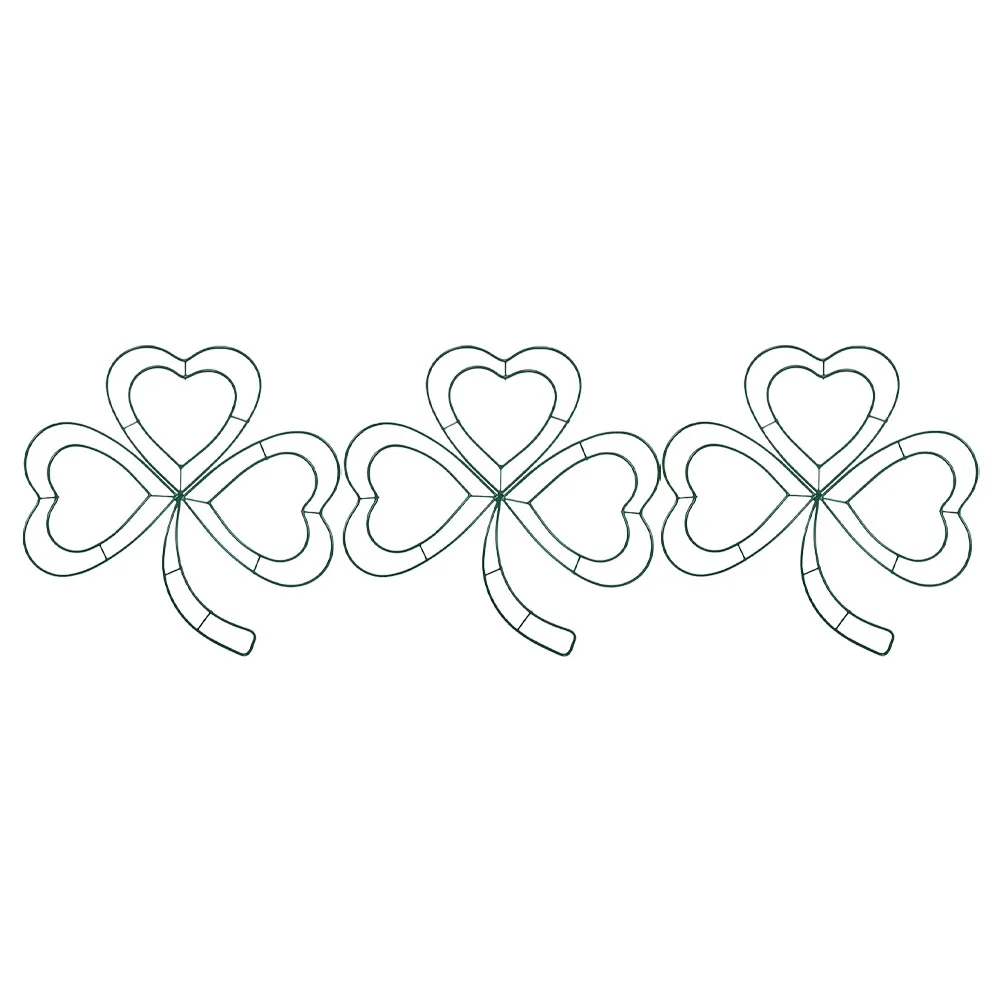 

3Pcs St Patricks Day Shamrock Wreath Iron Ring Door Decorations Porch Sign Irish Festival Wreath Green Wreaths