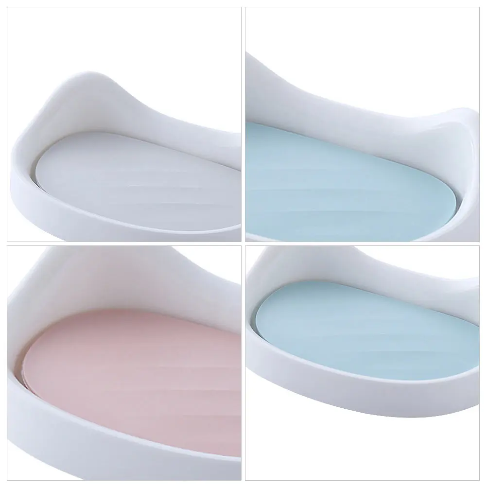 

3pcs Cat Soap Box Double Layer PP Material Wall Mounted Sticky Holder Drainage Bathroom Kitchen Storage No Drilling