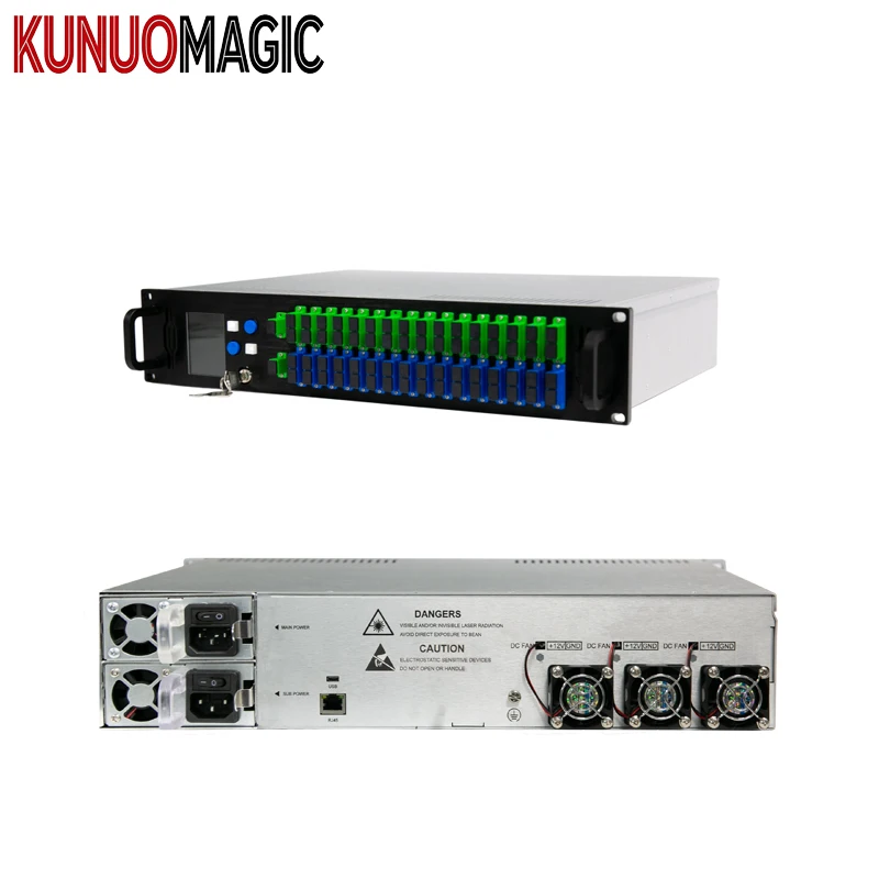 16 Ports PON EDFA Optical Amplifier with WDM 1310/1490/1550nm 19~23dbm SC/LC Connectors for FTTH Applications