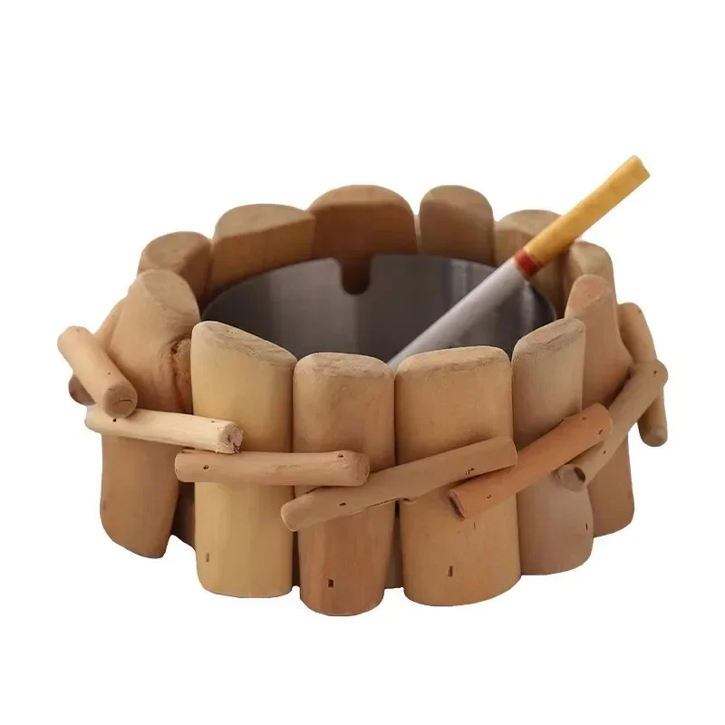 

Log stainless steel ashtray, home living room creative personality Nordic modern office ashtray ornament