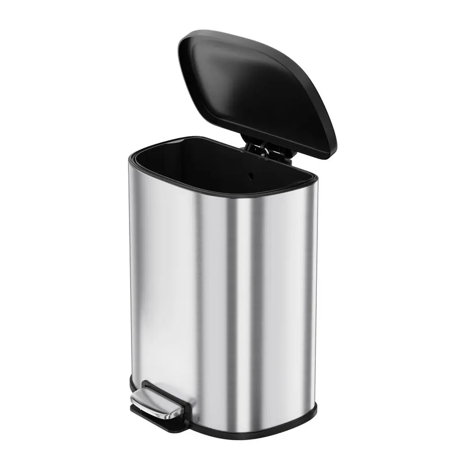 

Stainless Steel Trash Can, 50 L 13 gal Hands Free Garbage Can with Soft Close Lid and Foot Pedal, Metal Kitchen Waste Bin with I