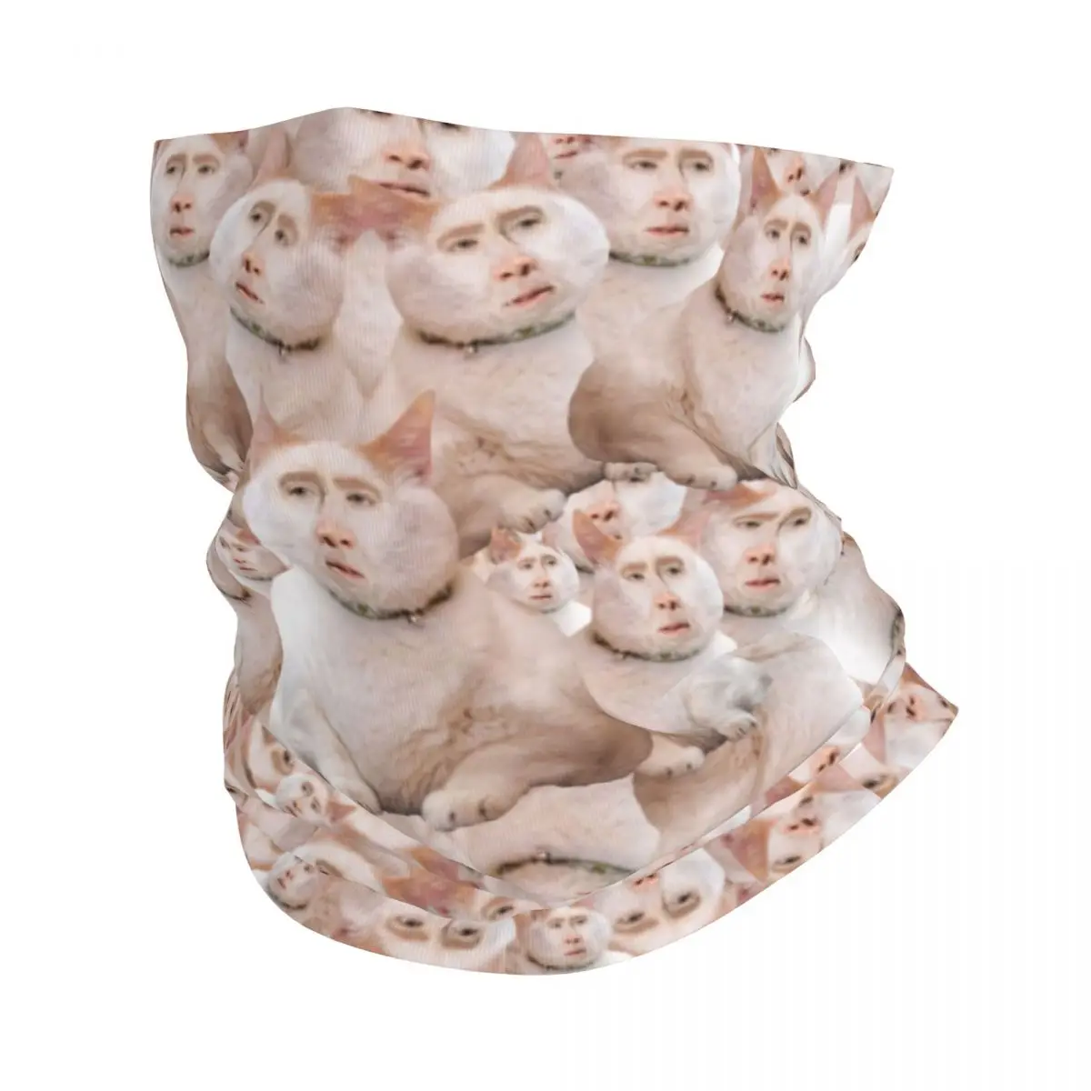 Pañuelo personalizado divertido Nicholas Cage Cat Meme, calentador de cuello de invierno para mujer, bufanda envolvente a prueba de viento para la cara, diadema de polaina de esquí