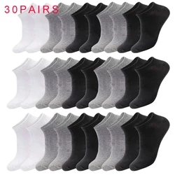 60PCS=30Pairs Large Size 42-48 Low Cut Men‘s Socks Cotton Summer Ankle Socks Short Casual Breathable Businees Socks Male Gifts