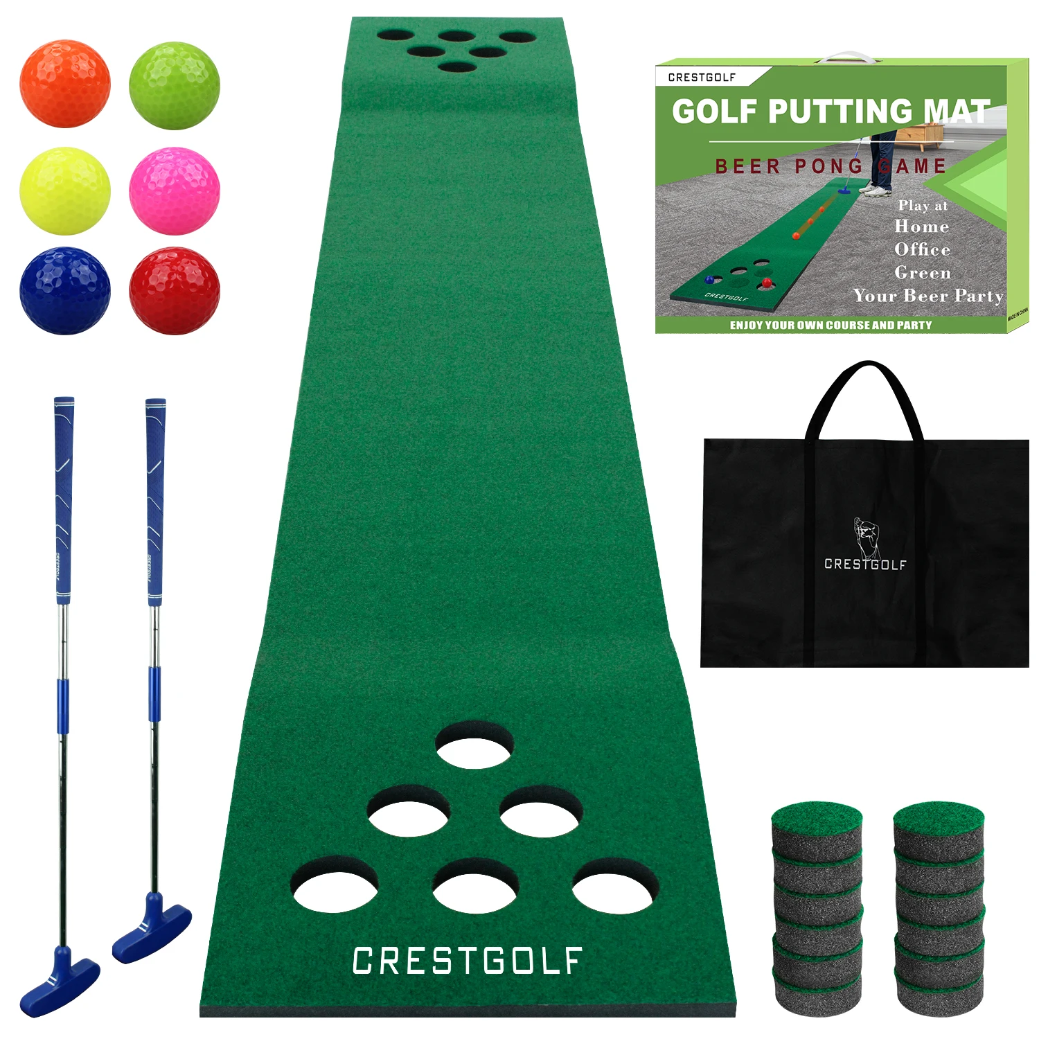 Golf Putting Mat Game Set Green Mat for Home Use Training Equipment Golf Putting Practice Mats for Outdoor/Indoor Family Party