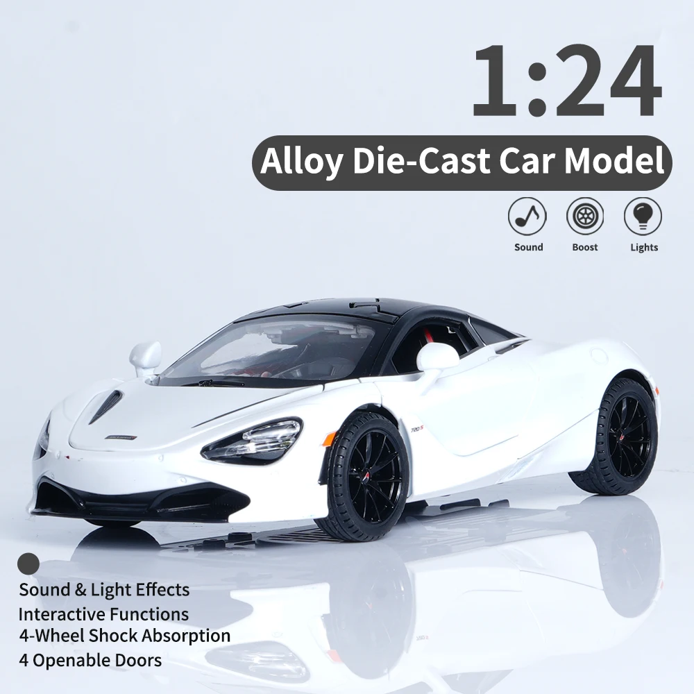 Giocattolo modello di auto da corsa pressofuso in lega in miniatura 1:24 con suono e luce, azione pull-back realistica, porte che possono essere aperte, ornamento per ragazzi, regalo di compleanno e Natale