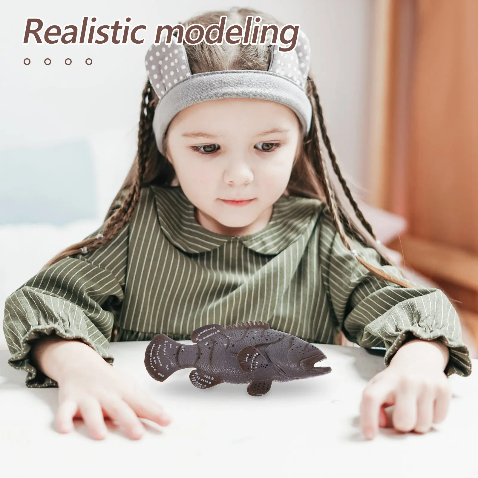 Plastic Grouper Sea Fish Simulation Realistic Lifelike Grouper for Home Decoration Educational Animal Figurines
