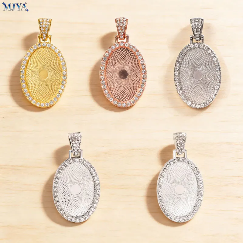 

MJYA 3pcs Oval Cabochon Base Inner 20x30mm 28x38mm Pendant Bezels Charm For Jewelry Making DIY Pop Necklace Supplies Accessories