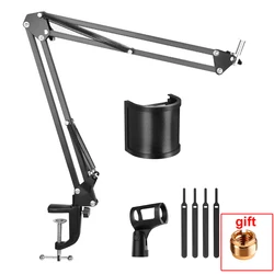 Microphone Stand Metal Scissor Cantilever Arm Holder Desktop Folable Mic Stand Live Streaming Bracket for K669B K670 K683A Mic