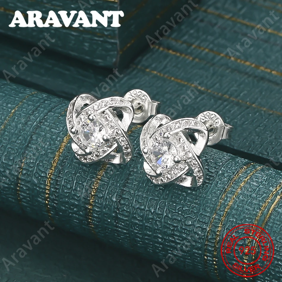 925 Sterling Silver Rotating Flower Zirconia Earrings - A Fresh And Elegant Design For Women'S Engagement Jewelry