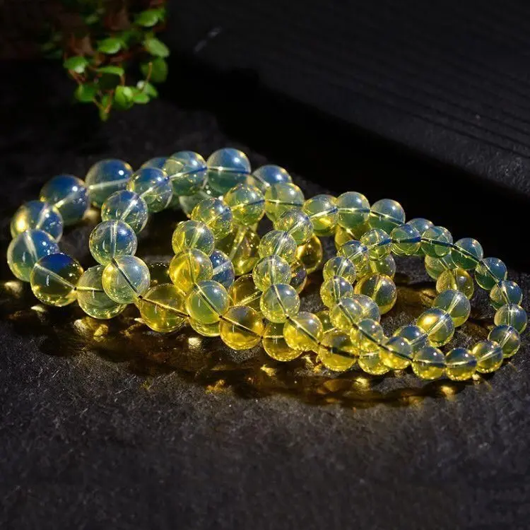 Natural Amber Bracelet Men Women Healing Gemstone Fine Jewelry Accessories Genuine Dominican Blue Amber Bracelets Bangles
