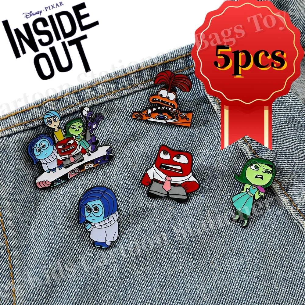 Disney Inside Out Brooches Joy Sadness Anger Cartoon Creative Metal Brooch Adorns Cute Dripping Oil Alloy Badge Pin Accessories